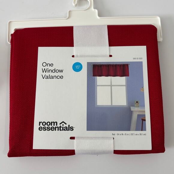 Room Essentials Red 15" Window Valance Set of 2 New - Picture 1 of 5
